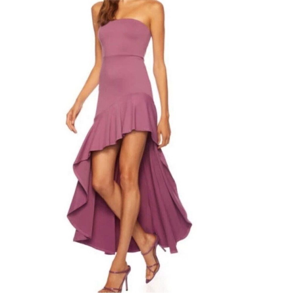 Susana Monaco Asymmetric Ruffle Hem Strapless Dress in Grape Jam Size Medium NEW